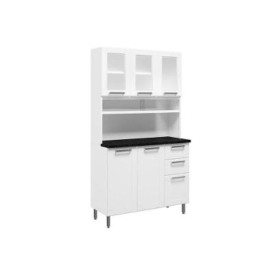 Cozinha Compacta Múltipla c/ 6 Portas (3 c/ Vidro) e 2 Gavetas Branco - Bertolini