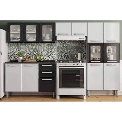 Cozinha Modulada Bertolini Evidence  4 Peças (2 Armários + 1 Balcão + 1 Paneleiro) C4P57 Branco/Preto