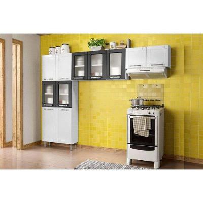Cozinha Modulada Bertolini Múltipla  3 Peças (2 Armários + 1 Paneleiro) CPT98 Branco/Preto