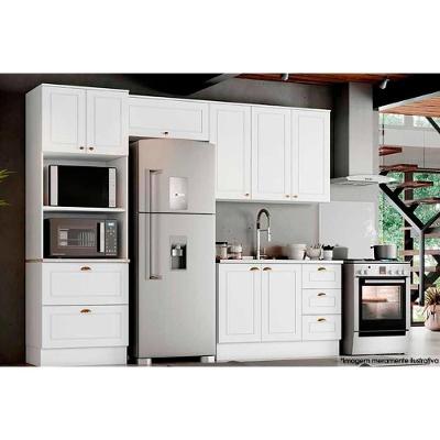 Cozinha Modulada Completa Americana 4 Peças (2 Armários + 1 Balcão + 1 Paneleiro) C4P11 Branco - Henn