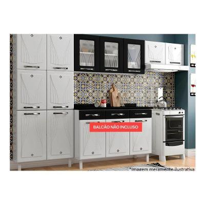 Cozinha Modulada Telasul Star New  3 Peças (2 Armários + 1 Paneleiro) CPT106 Branco/Preto