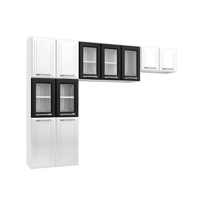 Cozinha Modulada Telasul Topázio  3 Peças (2 Armários + 1 Paneleiro) CPT124 Branco/Preto