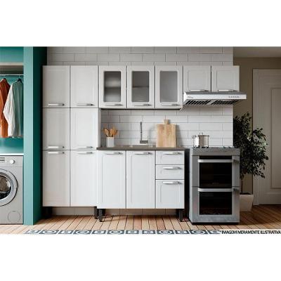 Kit de Cozinha Completa 4 Peças Múltipla  (2 Armários + 1 Balcão + 1 Paneleiro) C4P76 Branco - Bertolini