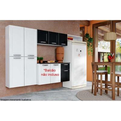 Kit de Cozinha Completa 3 Peças Dona Maria  (1 Armário + 1 Paneleiro + 1 Complemento) CPT101 Branco/Preto - Bertolini