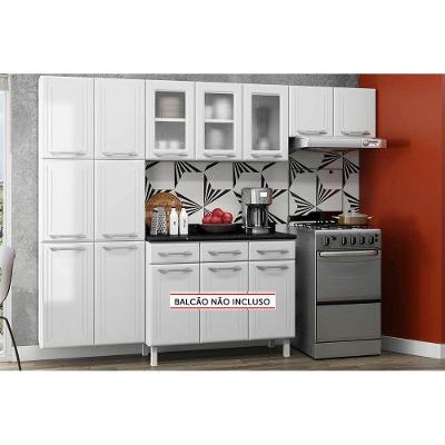 Kit de Cozinha Modulada 3 Peças Topázio  (2 Armários + 1 Paneleiro) CPT123 Branco - Telasul