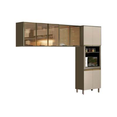 Kit De Cozinha Completa 3 Peças Connect (2 Armários + 1 Paneleiro) Cpt15 Duna/cristal - Henn