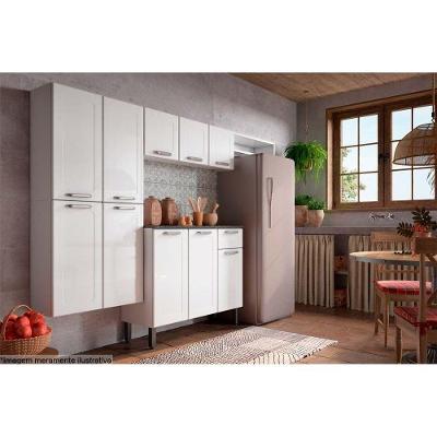 Kit de Cozinha Modulada 4 Peças Dona Maria  (1 Armário + 1 Balcão + 1 Paneleiro + 1 Complemento) C4P90 Branco - Bertolini