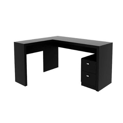 Mesa de Escritório ME4129 c/ 2 Gavetas Preto - Tecno Mobili