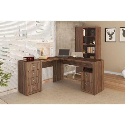 Mesa de Escritório ME4129 c/ 2 Gavetas Nogal - Tecno Mobili