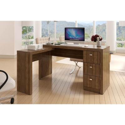 Mesa de Escritório ME4101 c/ 3 Gavetas Nogal - Tecno Mobili