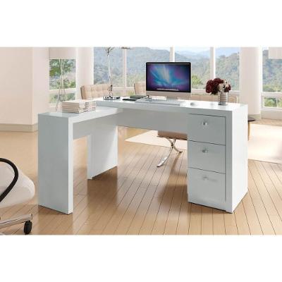 Mesa de Escritório ME4101 c/ 3 Gavetas Branco - Tecno Mobili