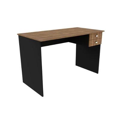 Mesa de Escritório ME4165 c/ 2 Gavetas Nogal/Preto - Tecno Mobili
