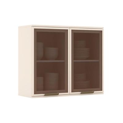 Armário Aéreo P/ Cozinha Connect C/ 2 Portas C/vidro 80cm Off White - Henn