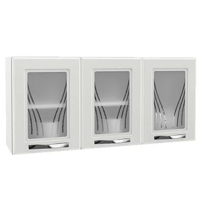 Armário Aéreo p/ Cozinha Star New c/ 3 Portas c/Vidro 120cm Branco - Telasul