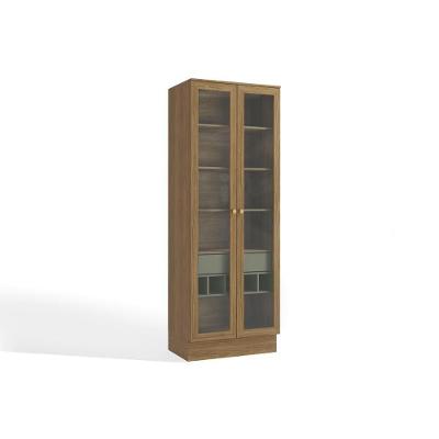 Cristaleira de Cozinha Botanic M628 c/ 2 Portas Vidro e 1 Gaveta 50cm Nogueira/Verde Oliva - Kappesberg