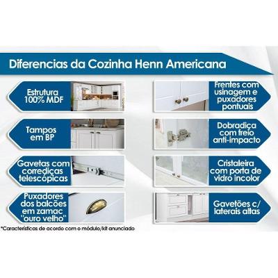 Cristaleira de Cozinha Americana c/ 2 Portas (2 c/Vidro) c/ 2 Gavetas 71,5cm Branco/Nature - Henn