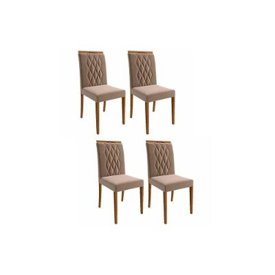 Cadeira Sala de Jantar Juliana Kit 4 Un Madeira/Suede Joli - Cimol