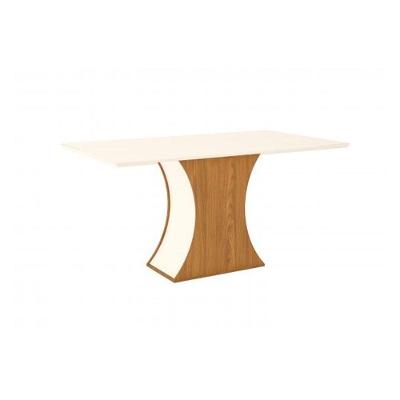 Mesa de Sala Jantar Luiza SC14 + Tampo Madeirado Vidro Reto 160x90cm Nature/Off White - Henn