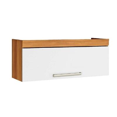 Armário Aéreo Cozinha Modulado  Burguesa c/ 1 Porta Basculante Freijó/Branco - Nesher
