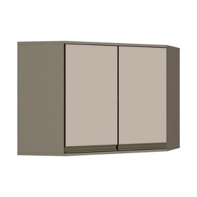 Armário Aéreo p/ Cozinha  Canto Oblíquo Connect 2 Portas 80cm Duna/Cristal - Henn