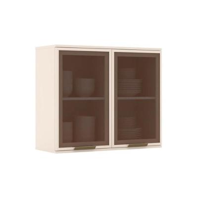 Armário Aéreo P/ Cozinha Connect 2 Portas C/vidro 80cm Off White - Henn