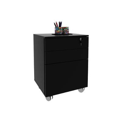 Gaveteiro P/ Escritório Me4148 C/ 3 Gavetas E 1 C/ Chave Preto - Tecno Mobili