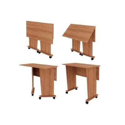 Mesa Multiuso Escritório Dobrável ME4117 c/ Rodízios Nogal - Tecno Mobili
