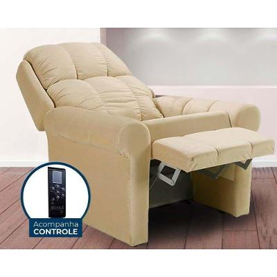 Poltrona Reclinável p/ Sala MH 1216 Two Way c/ Massagem Courano Creme - Herval
