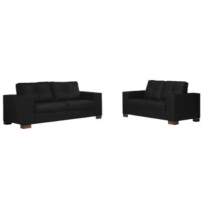 Conjunto Sofá 2 e 3 Lugares Kenny Couro Preto