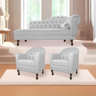 Kit Diva Recamier Diana 140Cm Lado Esquerdo E 02 Poltronas Julia Corano - Amarena Móveis Branco