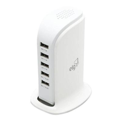 Carregador De Mesa Universal Elg Tc5S Com 5 Usb Branco