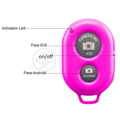 Controle Remoto Disparador Fotos Bluetooth Selfie Rosa Nº3