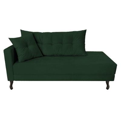 Kit Diva Recamier Azura 160Cm Lado Direito E 02 Poltronas Classic Suede - Amarena Móveis Verde