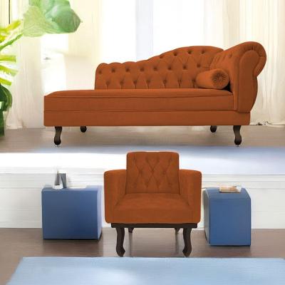 Kit Diva Recamier Diana 185Cm Lado Esquerdo E 01 Poltrona Classic Suede - Amarena Móveis Terracota