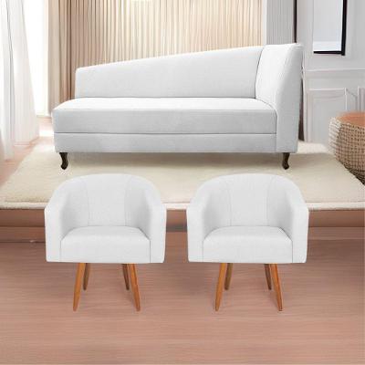 Kit Diva Recamier Heitor 185Cm Lado Esquerdo E 02 Poltronas Luiza Suede - Amarena Móveis Branco