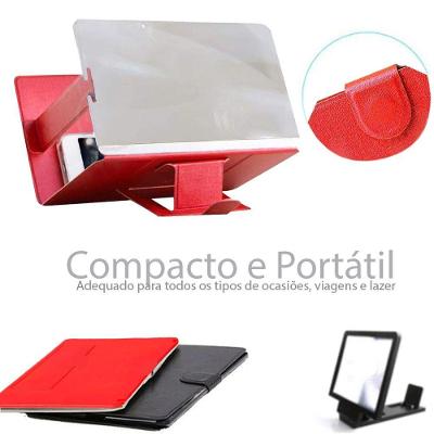 Lupa Ampliadora Tela De Celular Portátil Dobrável Vermelho