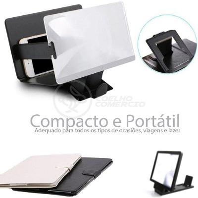 Lupa Ampliadora Tela De Celular Portátil Dobrável Preta
