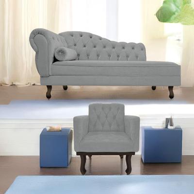 Kit Diva Recamier Diana 140Cm Lado Direito E 01 Poltrona Classic Corano - Doce Sonho Móveis Cinza