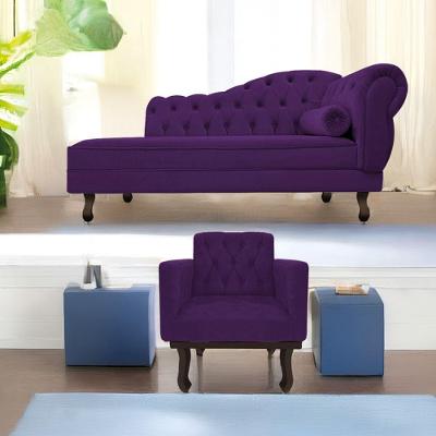 Kit Diva Recamier Diana 130Cm Lado Esquerdo E 01 Poltrona Classic Suede - Doce Sonho Móveis Roxo