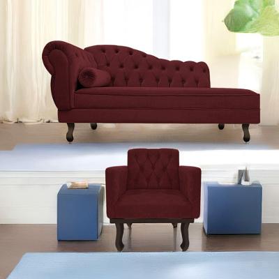 Kit Diva Recamier Diana 140Cm Lado Direito E 01 Poltrona Classic Suede - Doce Sonho Móveis Bordô