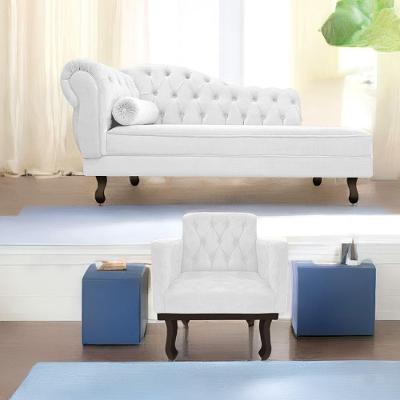 Kit Diva Recamier Diana 140Cm Lado Direito E 01 Poltrona Classic Corano - Doce Sonho Móveis Branco