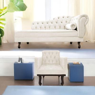 Kit Diva Recamier Diana 140Cm Lado Esquerdo E 01 Poltrona Classic Corano - Doce Sonho Móveis Bege