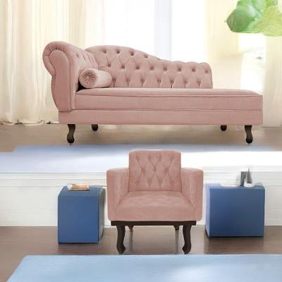 Kit Diva Recamier Diana 140Cm Lado Direito E 01 Poltrona Classic Suede - Doce Sonho Móveis Rosê