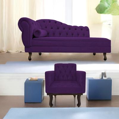 Kit Diva Recamier Diana 140Cm Lado Direito E 01 Poltrona Classic Suede - Doce Sonho Móveis Roxo
