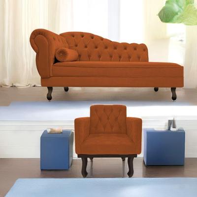 Kit Diva Recamier Diana 140Cm Lado Direito E 01 Poltrona Classic Suede - Doce Sonho Móveis Terracota