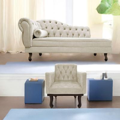 Kit Diva Recamier Diana 160Cm Lado Direito E 01 Poltrona Classic Linho - Doce Sonho Móveis Bege