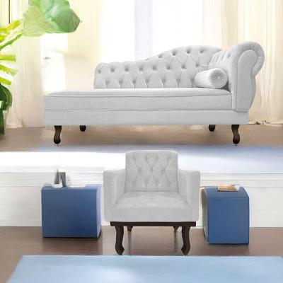 Kit Diva Recamier Diana 140Cm Lado Esquerdo E 01 Poltrona Classic Suede - Doce Sonho Móveis Branco