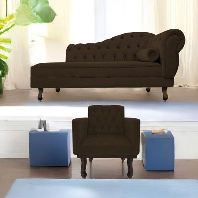 Kit Diva Recamier Diana 140Cm Lado Esquerdo E 01 Poltrona Classic Corano - Doce Sonho Móveis Marrom