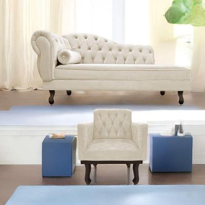 Kit Diva Recamier Diana 160Cm Lado Direito E 01 Poltrona Classic Suede - Doce Sonho Móveis Bege