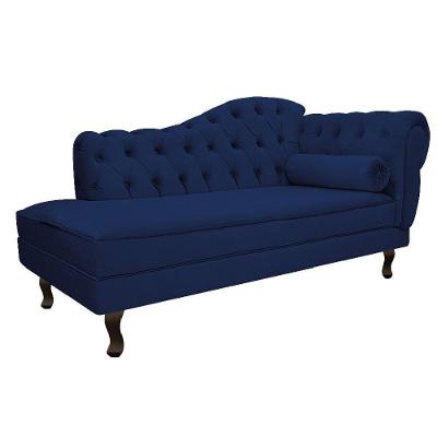 Diva Recamier Diana 140cm Lado Esquerdo Suede - Doce Sonho Móveis Azul Marinho